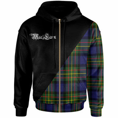 Scottish MacLaren Clan Crest Tartan Hoodie - Military Logo Zip-up Tartan Plaid