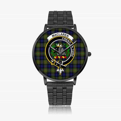 Scottish MacLaren Clan Crest Tartan Instafamous Steel Quartz Watches Tartan Plaid Black 1