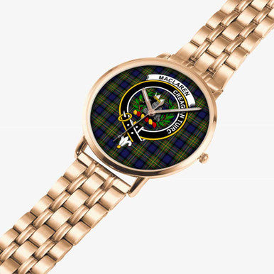Scottish MacLaren Clan Crest Tartan Instafamous Steel Quartz Watches Tartan Plaid Rose Gold 2