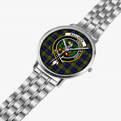 Scottish MacLaren Clan Crest Tartan Instafamous Steel Quartz Watches Tartan Plaid Silver 2