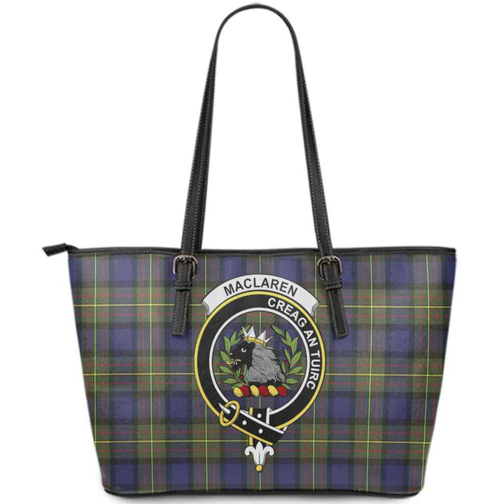 Scottish MacLaren Clan Crest Tartan Leather Tote Tartan Plaid