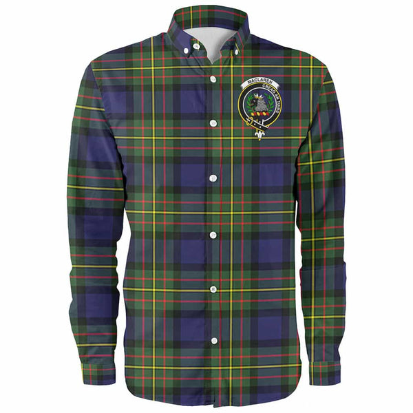 Scottish MacLaren Clan Crest Tartan Long Sleeve Shirt Front Side Tartan Plaid