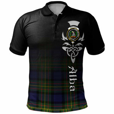 Scottish MacLaren Clan Crest Tartan Polo Shirt - Alba Gu Brath Family Crest Celtic Inspired Front Side Tartan Plaid