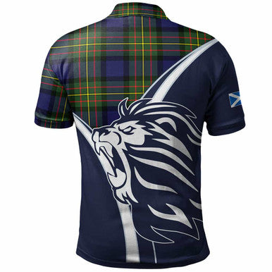 Scottish MacLaren Clan Crest Tartan Polo Shirt - Scottish Flag With Lion Back Side Tartan Plaid