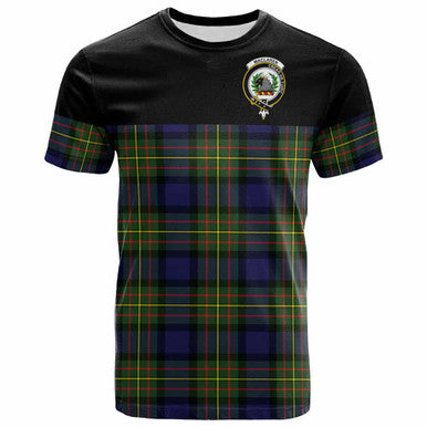 Scottish MacLaren Clan Crest Tartan T-Shirt - Horizontal Style Front Side Tartan Plaid