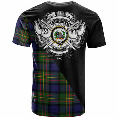 Scottish MacLaren Clan Crest Tartan T-Shirt - Military Logo Back Side Tartan Plaid