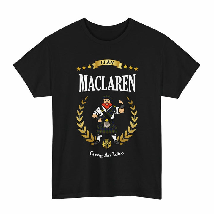 Scottish MacLaren Clan Tartan T-Shirt - Motto Scotsman Tartan Plaid Black Color