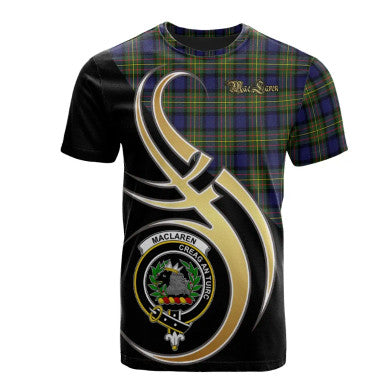 Scottish MacLaren Modern Clan Crest Tartan T-Shirt Believe in Me Front Side Tartan Plaid