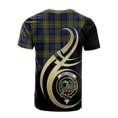 Scottish MacLaren Modern Clan Crest Tartan T-Shirt Believe in Me Back Side Tartan Plaid