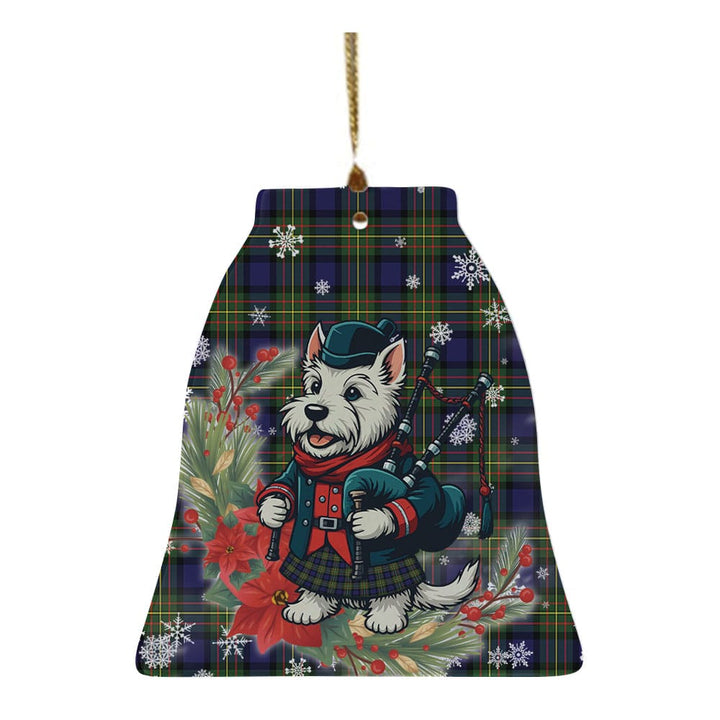 Scottish MacLaren Modern Clan Tartan Ceramic Ornament Cute Scottish Terrier Dog Bell Style Tartan Plaid