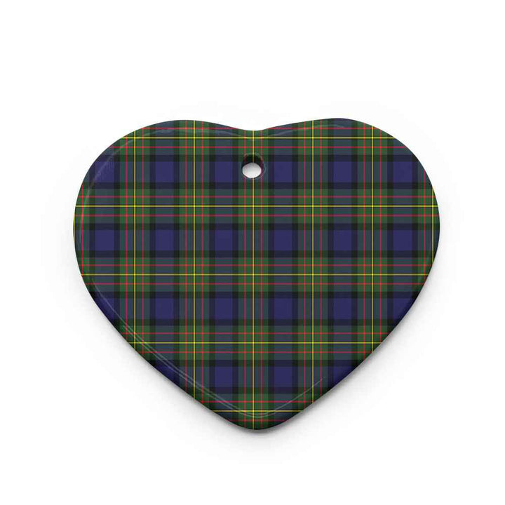 Scottish MacLaren Modern Clan Tartan Ceramic Ornament Heart Shape Tartan Plaid