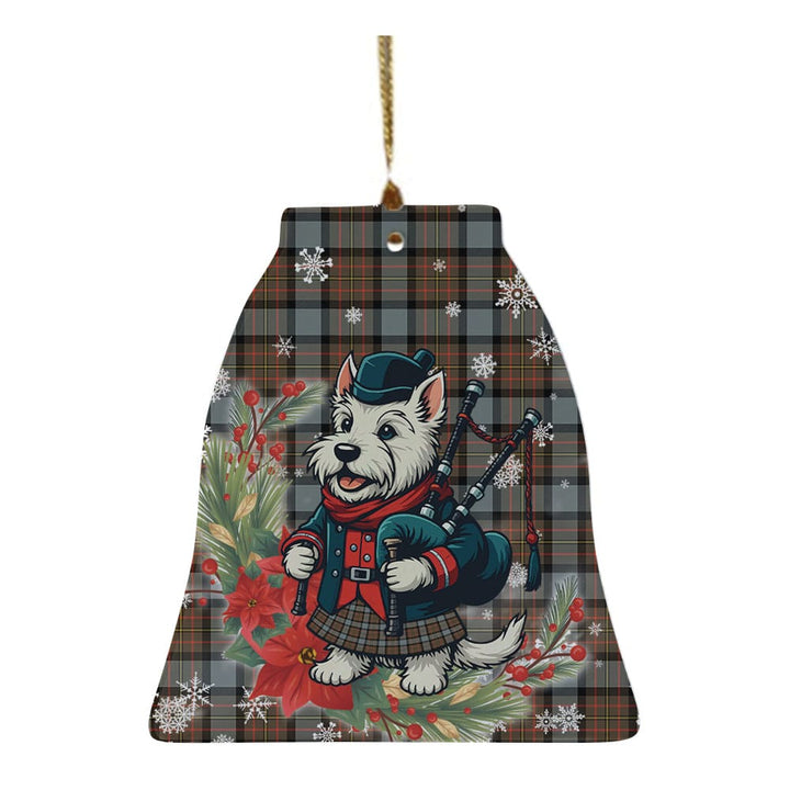 Scottish MacLaren Weathered Clan Tartan Ceramic Ornament Cute Scottish Terrier Dog Bell Style Tartan Plaid