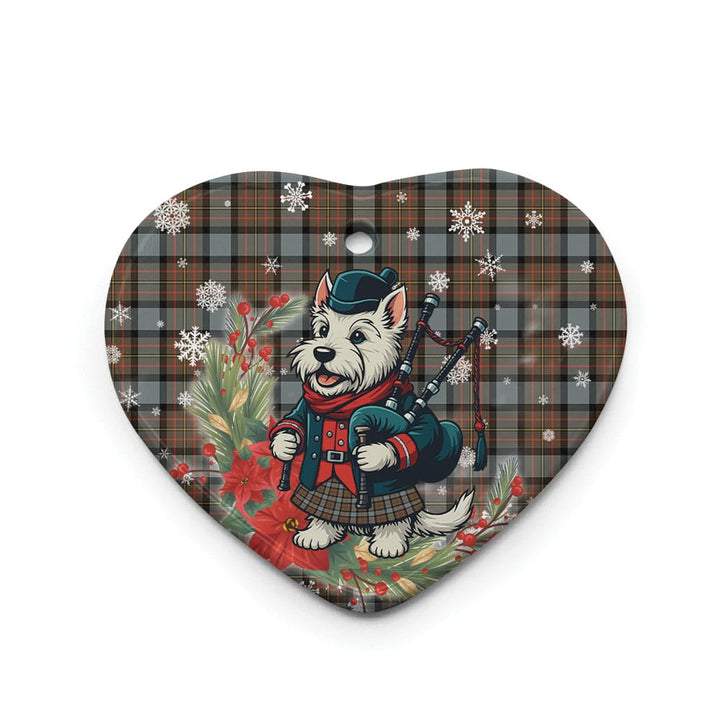 Scottish MacLaren Weathered Clan Tartan Ceramic Ornament Cute Scottish Terrier Dog Heart Style Tartan Plaid