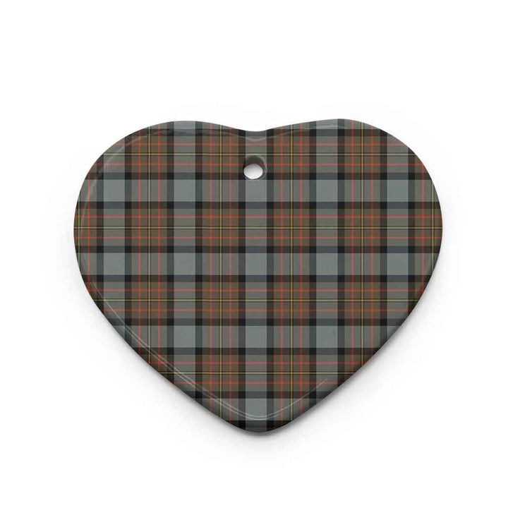 Scottish MacLaren Weathered Clan Tartan Ceramic Ornament Heart Shape Tartan Plaid