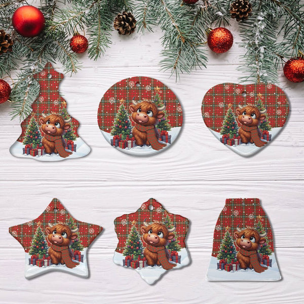 Scottish MacLay Modern Clan Tartan Ceramic Ornament Cute Highland Cow Christmas All Style Tartan Plaid