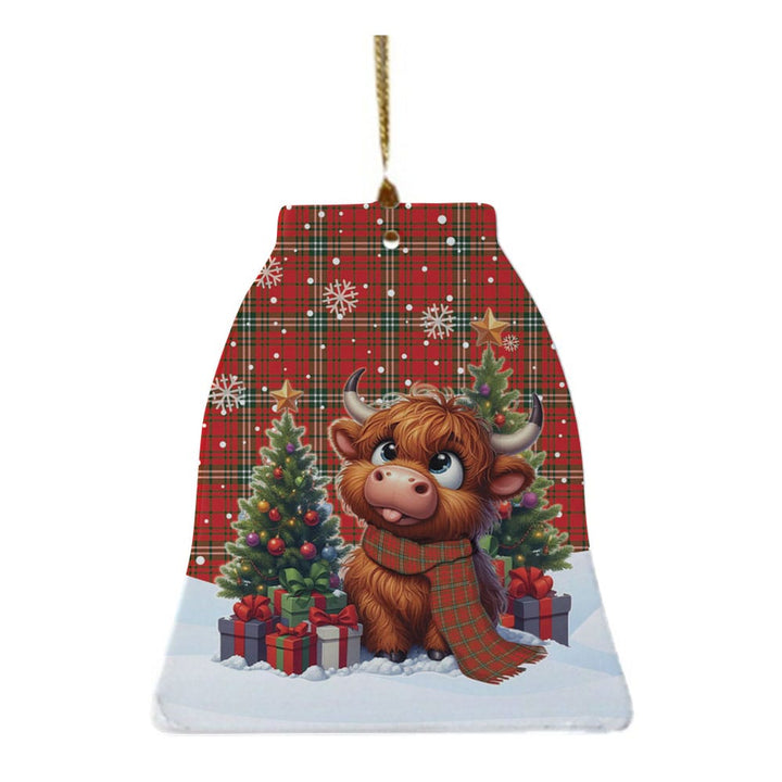 Scottish MacLay Modern Clan Tartan Ceramic Ornament Cute Highland Cow Christmas Bell Style Tartan Plaid