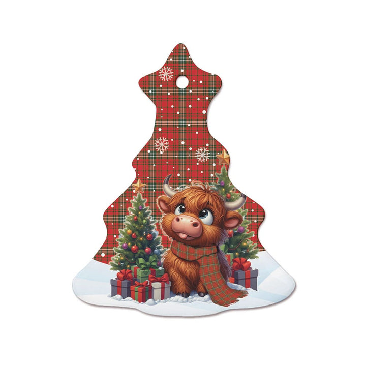 Scottish MacLay Modern Clan Tartan Ceramic Ornament Cute Highland Cow Christmas Tree Style Tartan Plaid