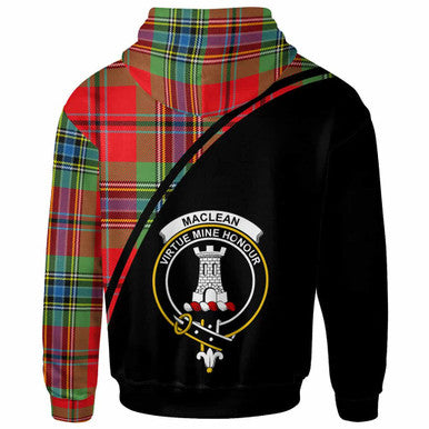 Scottish MacLean Clan Crest Tartan Curve Hoodie Back Side Tartan Plaid