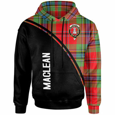 Scottish MacLean Clan Crest Tartan Curve Hoodie Front Side Tartan Plaid