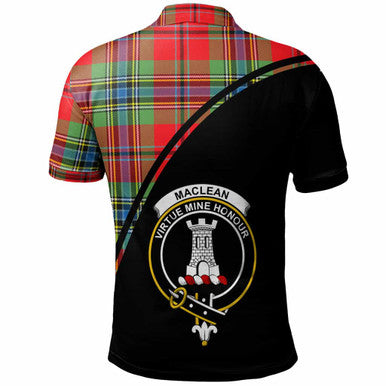 Scottish MacLean Clan Crest Tartan Curve Polo Shirt Back Side Tartan Plaid