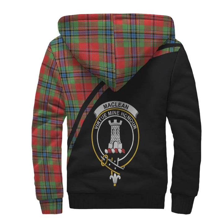 Scottish MacLean Clan Crest Tartan Curve Sherpa Hoodie