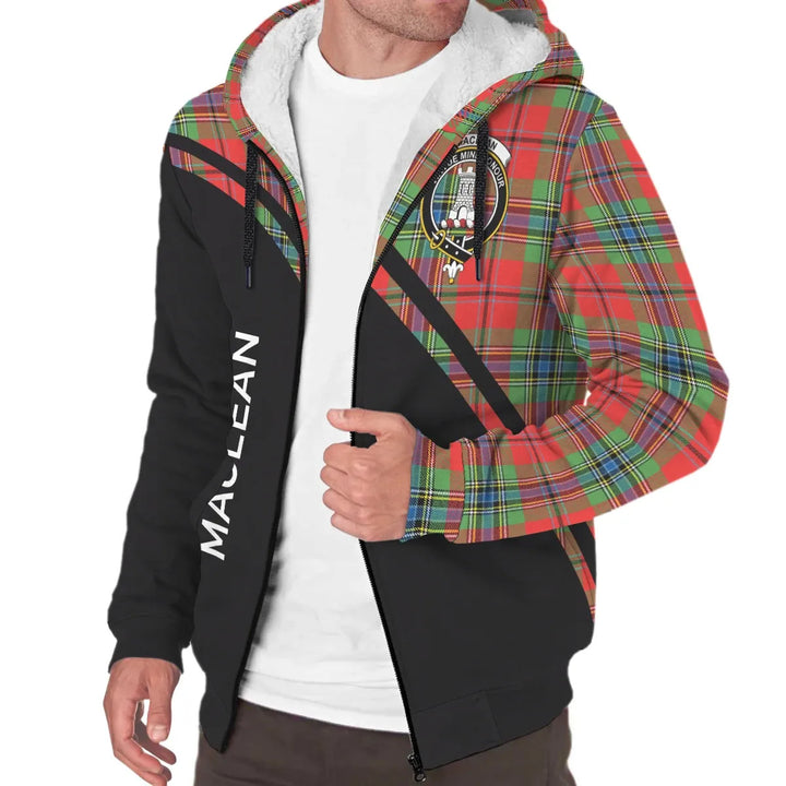 Scottish MacLean Clan Crest Tartan Curve Sherpa Hoodie