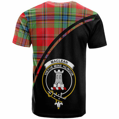 Scottish MacLean Clan Crest Tartan Curve T-Shirt Back Side Tartan Plaid
