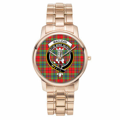 Scottish MacLean Clan Crest Tartan Folding Clasp Steel Quartz Watches Tartan Plaid Rose Gold 1
