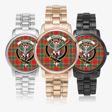 Scottish MacLean Clan Crest Tartan Folding Clasp Steel Quartz Watches Tartan Plaid All