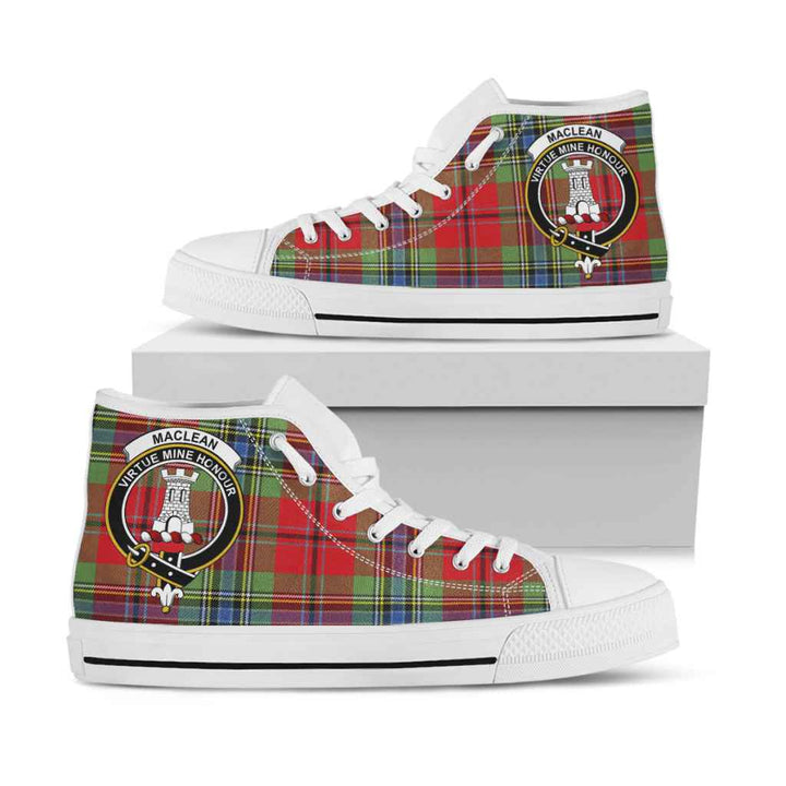 Scottish MacLean Clan Crest Tartan High Top Shoes White Sole Tartan Plaid