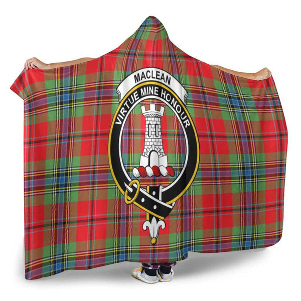 Scottish MacLean Clan Crest Tartan Hooded Blanket Tartan Plaid 2