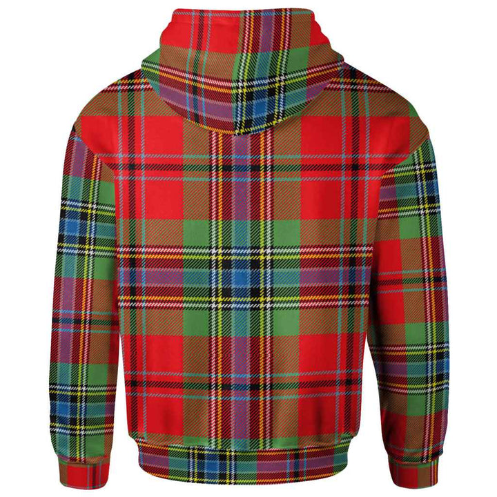 Scottish MacLean Clan Crest Tartan Hoodie Back Side Tartan Plaid