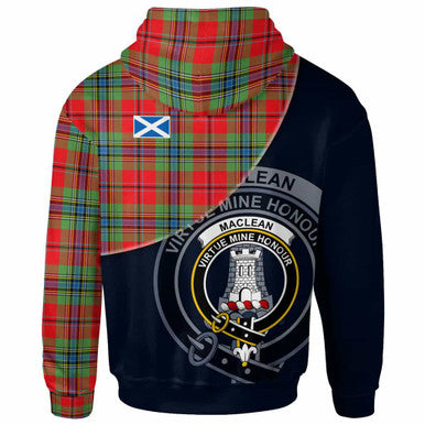 Scottish MacLean Clan Crest Tartan Hoodie - Bend Style Back Side Tartan Plaid