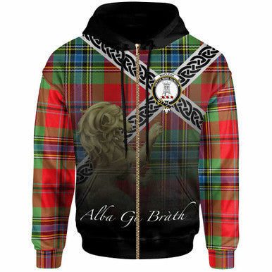Scottish MacLean Clan Crest Tartan Hoodie - Celtic With Scotland Lion Zip-up Tartan Plaid