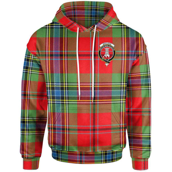 Scottish MacLean Clan Crest Tartan Hoodie Front Side Tartan Plaid
