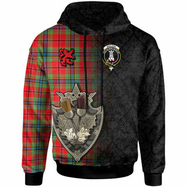 Scottish MacLean Clan Crest Tartan Hoodie - Half Thistle Flowers Celtic Design Front Side Tartan Plaid
