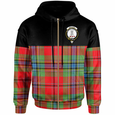 Scottish MacLean Clan Crest Tartan Hoodie - Horizontal Style Zip-up Tartan Plaid