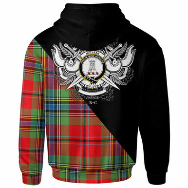 Scottish MacLean Clan Crest Tartan Hoodie - Military Logo Back Side Tartan Plaid