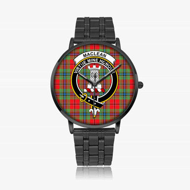 Scottish MacLean Clan Crest Tartan Instafamous Steel Quartz Watches Tartan Plaid Black 1