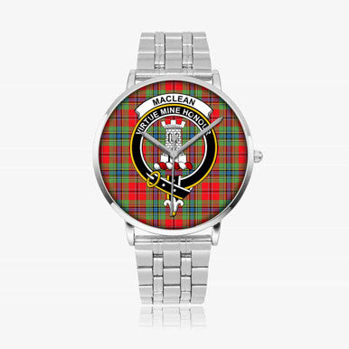 Scottish MacLean Clan Crest Tartan Instafamous Steel Quartz Watches Tartan Plaid Silver 1