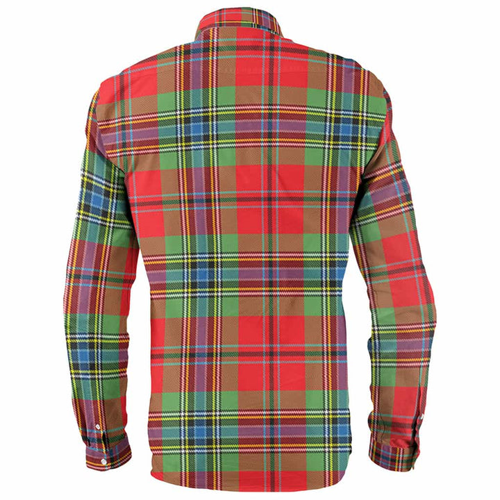 Scottish MacLean Clan Crest Tartan Long Sleeve Shirt Back Side Tartan Plaid