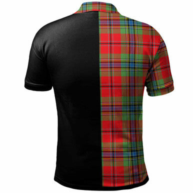 Scottish MacLean Clan Crest Tartan Polo Shirt - Half in Me Back Side Tartan Plaid
