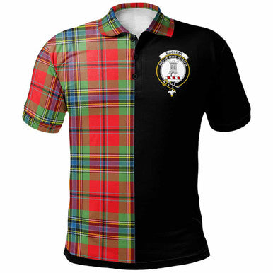 Scottish MacLean Clan Crest Tartan Polo Shirt - Half in Me Front Side Tartan Plaid