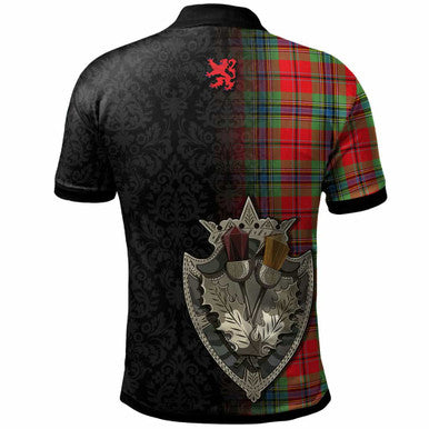 Scottish MacLean Clan Crest Tartan Polo Shirt - Half Thistle Flowers Celtic Design Back Side Tartan Plaid