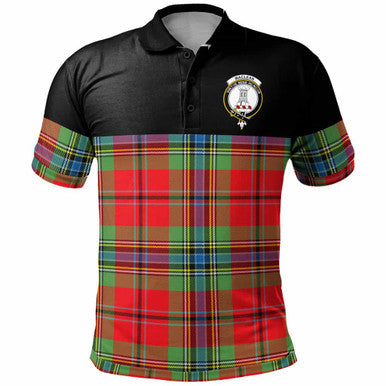 Scottish MacLean Clan Crest Tartan Polo Shirt - Horizontal Style Front Side Tartan Plaid