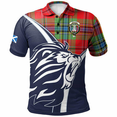 Scottish MacLean Clan Crest Tartan Polo Shirt - Scottish Flag With Lion Front Side Tartan Plaid