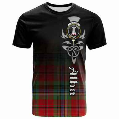 Scottish MacLean Clan Crest Tartan T-Shirt - Alba Gu Brath Family Crest Celtic Inspired Front Side Tartan Plaid