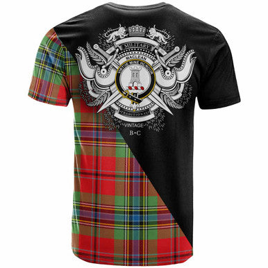 Scottish MacLean Clan Crest Tartan T-Shirt - Military Logo Back Side Tartan Plaid
