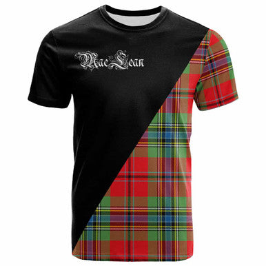 Scottish MacLean Clan Crest Tartan T-Shirt - Military Logo Front Side Tartan Plaid