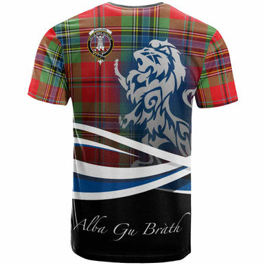 Scottish MacLean Clan Crest Tartan T-Shirt - Scotland Lion Back Side Tartan Plaid